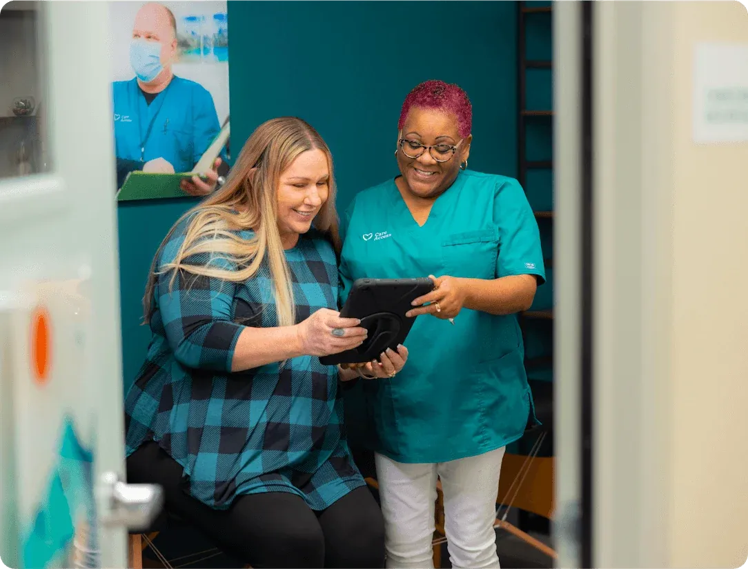 Nurse talking with patient